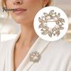 Sturdy Clasp Jewelry Brooch Pin, Faux Pearl Wreath Design Lapel Pin with Rhinestones Inlaid, Anti-fade Circular Flower Leaf Garland for Coats