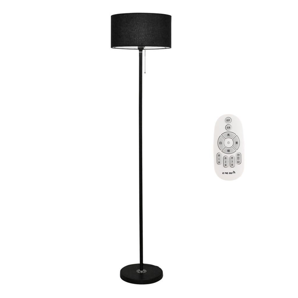 LED Floor Lamp Simple Decorative E27 Floor Standing Bedside Lamp with Fabric Lampshade for Bedroom