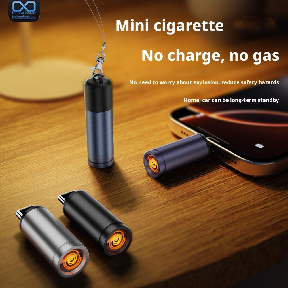 Type C Mini Lighter Blow-to-Ignite Auto Shut-Off for Air Travel Outdoor No Battery No Flame USB C Cigarette Lighter Adapter