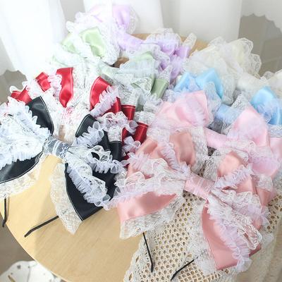 1PC Lolita Hair Accessories Lace Big Bow Headband Lolita Headwear Daily Tea Party KC Girl Dressing Accessories