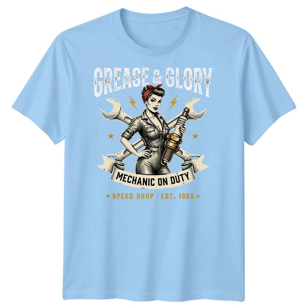 Mechanic Unisexs T Shirt Dangerous Curves Spark Plug Biker Motorbike Car Hot Rod S