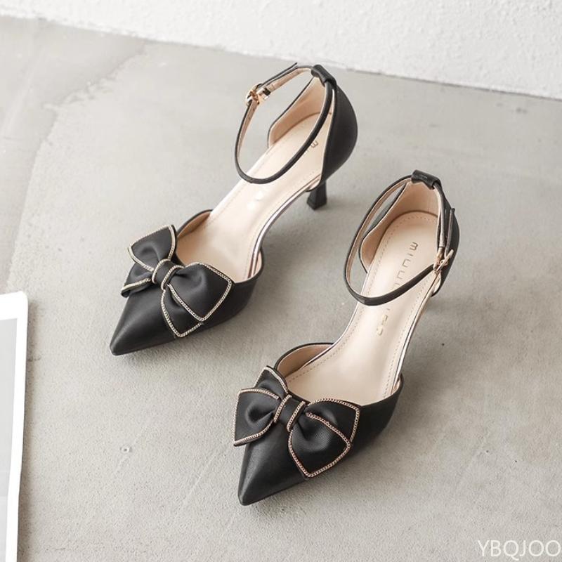 Mode Damen High Heels Party Knöchelriemen Sandalen Schleifendekoration Stiletto High Heels Braut Luxus High Heels Schlicht Bequem