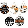 Spooky Party Decorations Halloween Hanging Door Sign, Wooden Front Hanger Wreath, Cute Holiday Decoration Ghost Welcome Sign for Porch Wall