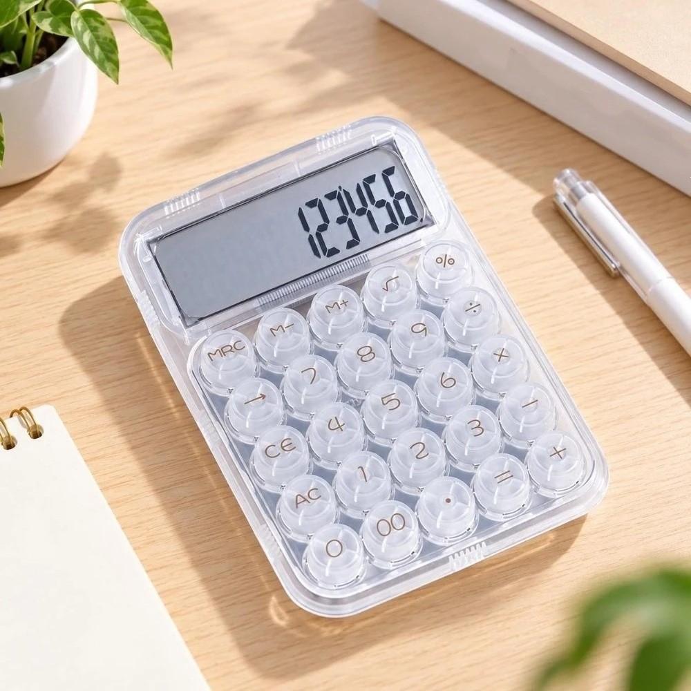 12-digit Display Electronic Calculator Transparent Large Button Mechanical Keyboard Calculator Anti-slip Pad High Appearance