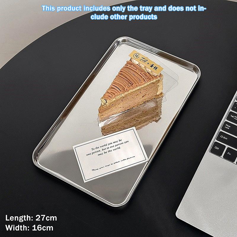 Modern Stainless Steel Rectangular Serving Tray Gift for Cakes & Snacks Elevates Dining Table Design for Home Or Cafe