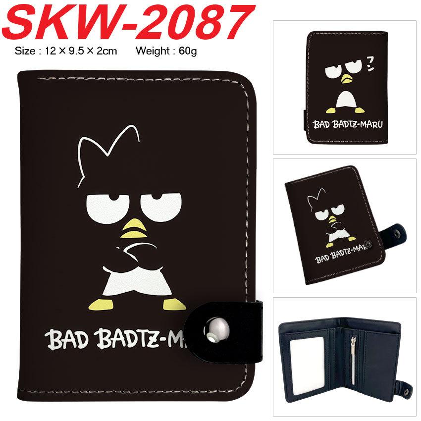 Bad Badtz-Maru Vertical Snap Wallet Cute XO All-Over Print Multi-Layer Coin Purse 1pcs