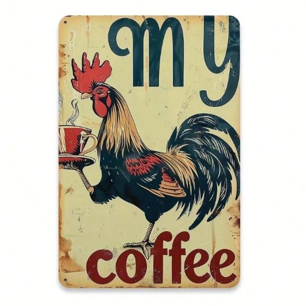 Metal Wall Art Rooster Vintage Farmhouse Kitchen Decor Poster
