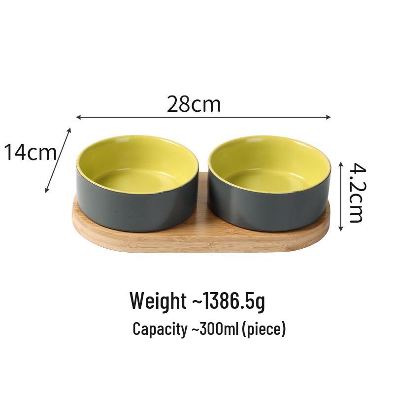 

Ru Han Ceramic Pet Bowl with Wooden Stand