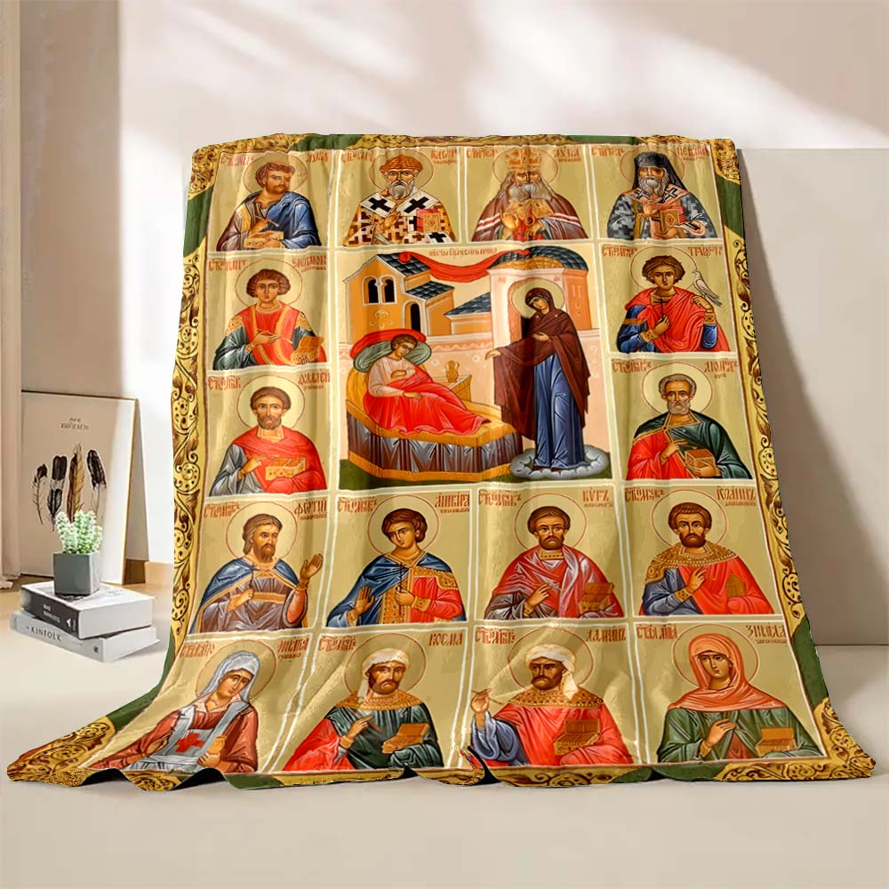 6 Sizes Jesus Virgin Maria Believer Pray Printed Blanket Soft and Comfortable Home Travel Blanket Adult and Child Warm Blanket