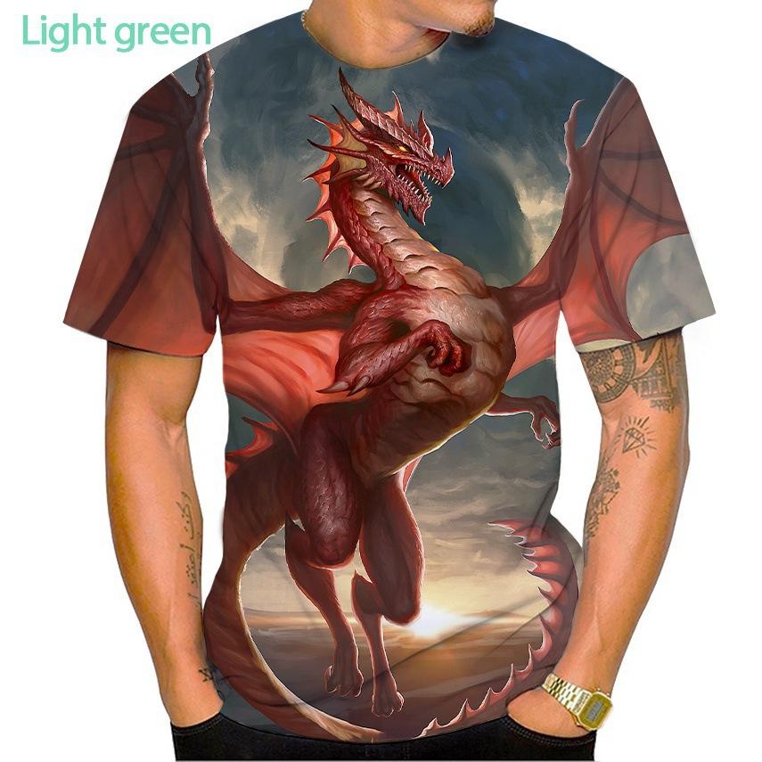 Summer Round Neck Dragon Series 3D Print Top Fashionable Casual Short Sleeved Men's T-shirts