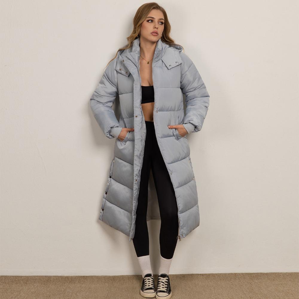 Women's Hooded Long Sleeve Raglan Sleeve Coat Regular Fit Casual Puffer Jacket for Winter Wear