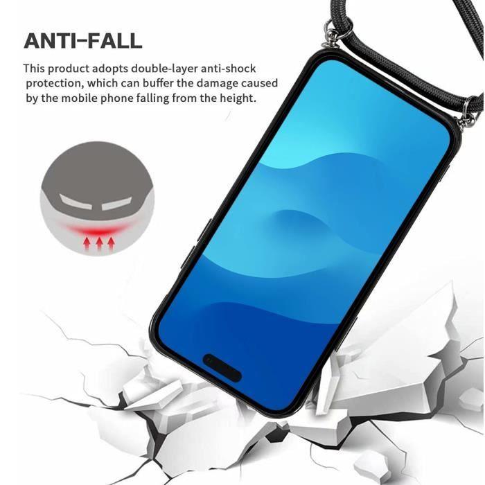 Coque - E.F.CONNECTION - pour iPhone 15 Pro Max - Protection Rigide - Effet Mat - Cordon Noir