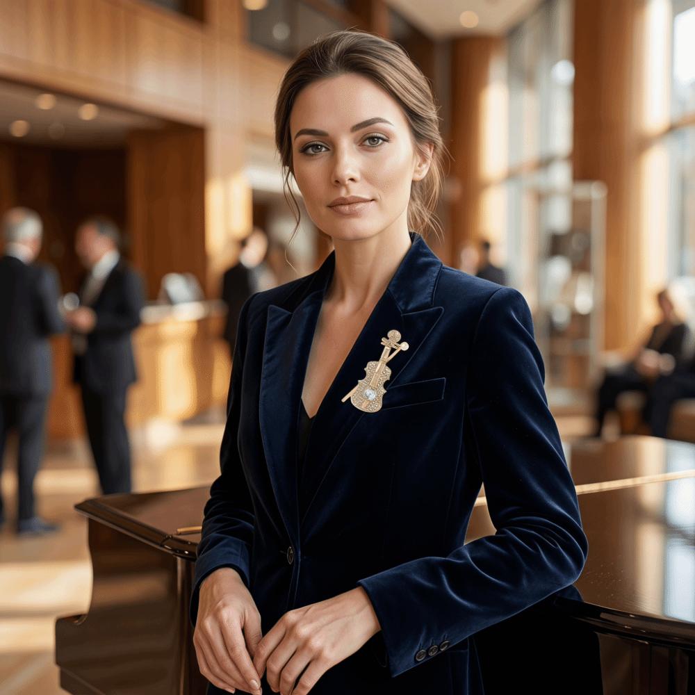 Shinny Crystal Music Accessories Lapel Pin Zinc Zinc Alloy Material Jewelry Decoration For Women