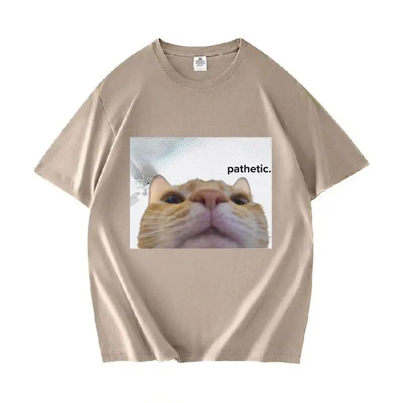 Funny Patetic Cat Meme Grafiske T-skjorter Unisex kvinner Mote Uformelt kortermet T-skjorte Sommer O-hals 100 % bomull Oversized T-skjorter