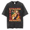Anime Demon Slayer Rengoku Kyoujurou Graphic Printed Tshirt Men Women Manga T-shirts Washed Cotton Tee Harajuku Male T Shirt