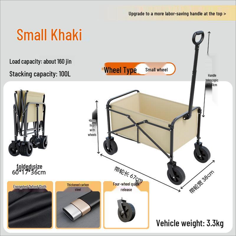 RV Picnic Foldable Hand Cart: Outdoor Travel & Multifunctional Detachable Stall Cart