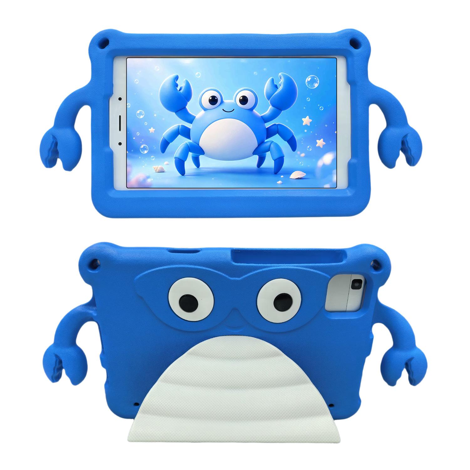 Étui Tablette 3D Mignon Crabe Pour Samsung Tab A11 A9 8.7 pouces A7 Lite Tab 3 8.0 T310 T311 T290 T295 Housse Enfant Pour Huawei M5 M3 8.4 bleu