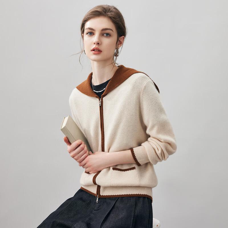 Komon Boca Women's 2025 A/W Cashmere Navy Collar Cardigan