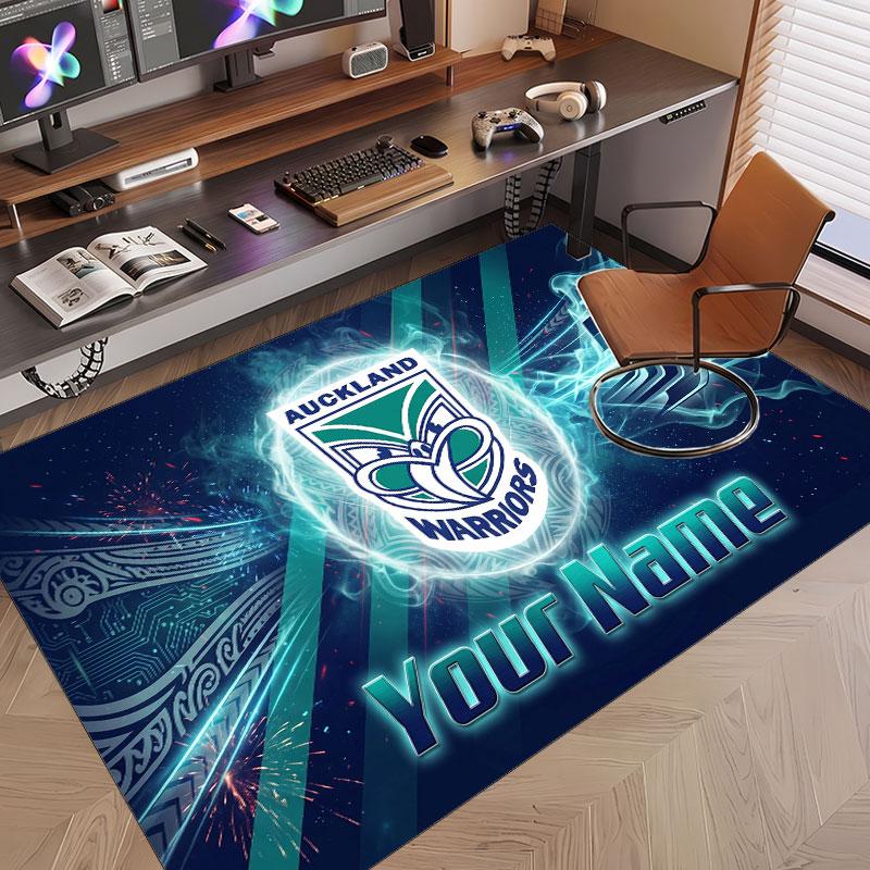 Custom Rug Wigan Warriors Pattern Print Name Text Soft Non‑Slip Floor Carpet for Home Indoor Decoration
