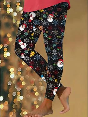 Womens Christmas Festival Prints Stretch Yoga Leggings Fitness Running Gym Sports Active Pants