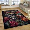 Horrible Skull Flower Gothic Cartoon Carpet Rug for Home Living Room Bedroom Sofa Doormat Decor,Kids Area Rug Non-slip Floor Mat