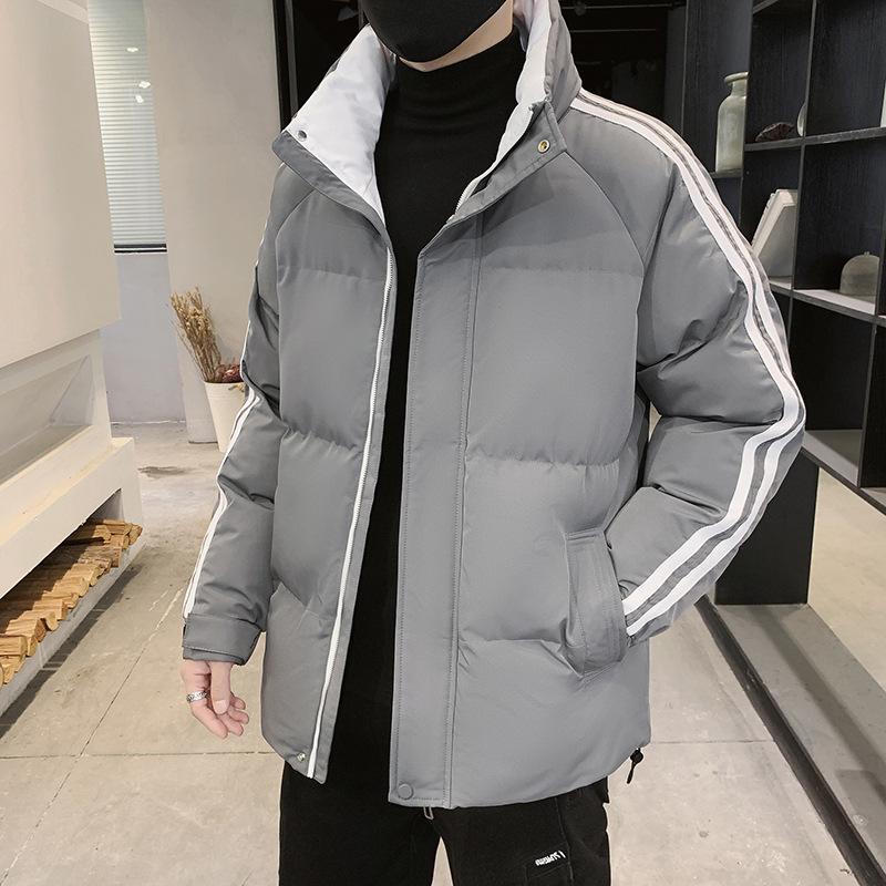 

Stand up collar cotton jacket men s winter thickened warm cotton jacket Hong Kong style loose plus size youth cotton jacket cotton jacket 4XL серый