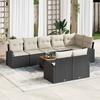 9 piece garden sofa set with cushions black poly rattan