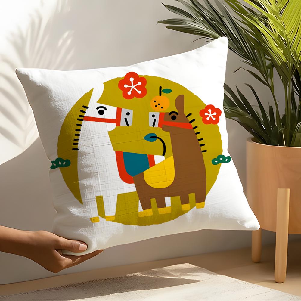 3 Cartoon Of An Oriental Dragon Illustration Pillow Case Home Living Room Decoration Linen Pillowcover Cushion Cover