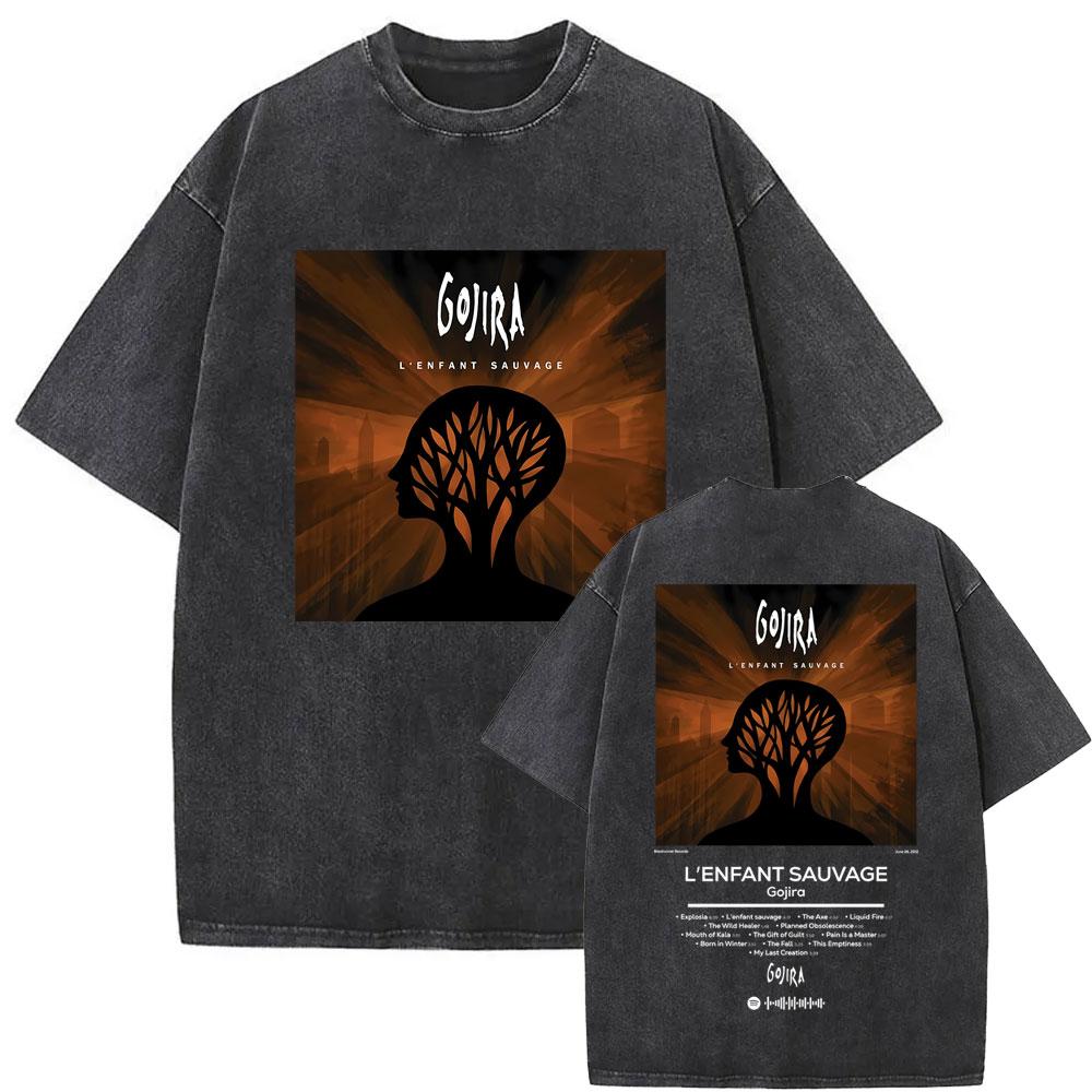 Washed Vintage Metal Band Gojira Magma Music Album Graphic T-shirt Men Women Clothing Gothic Rock Oversized Tshirt Short Sleeve