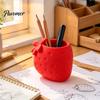 PLA Aesthetic Desk Accessories 3D Printed Strawberry Pen Holder, Creative Desktop Organizer for Pencils and Makeup Realistic Fruit Shaped Storage