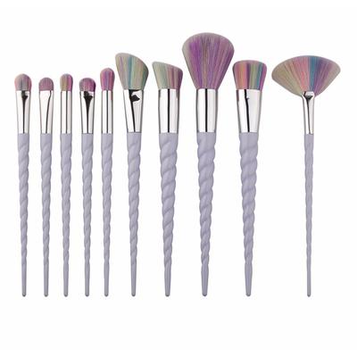 10 Makeup Brush Set Unicorn Makeup Brush Spiral Handle Colorful Spiral