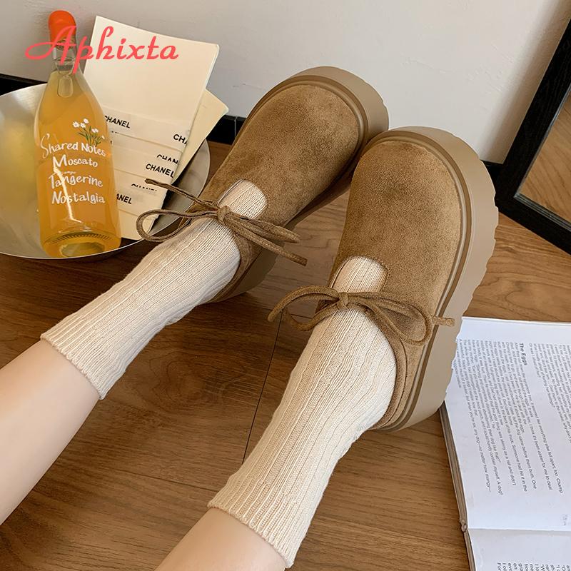 Fashion Aphixta Wedge Heel Woman Slipper Shoes Platform Slip on Women's Mules Concise Bow Decoration Luxury Brand Slides Designer Shoes