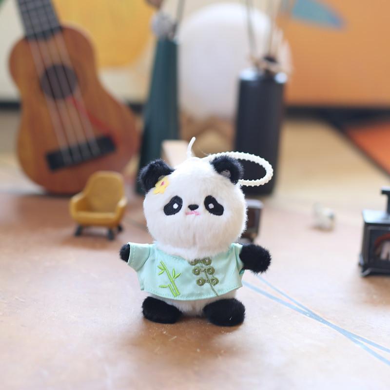 Adorable Plush Panda Keychain Cute Animal Bag Charm Soft Pp Cotton Stuffed Toy