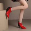 Women Pumps Fashion Leather Shoes Back Zipper Spring Autumn Short Ankle Boots Lady Patchwork Design Pointed Toe Booties WSH5043