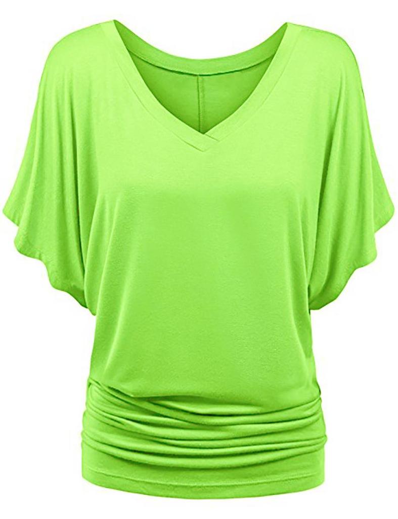 Plus Size Women's V-Neck Batwing Sleeve T-Shirt - A1375