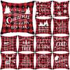 Talos Deer Tree Plaid Print Home Sofa Wurfkissenbezug Kissenbezug Weihnachtsdekoration