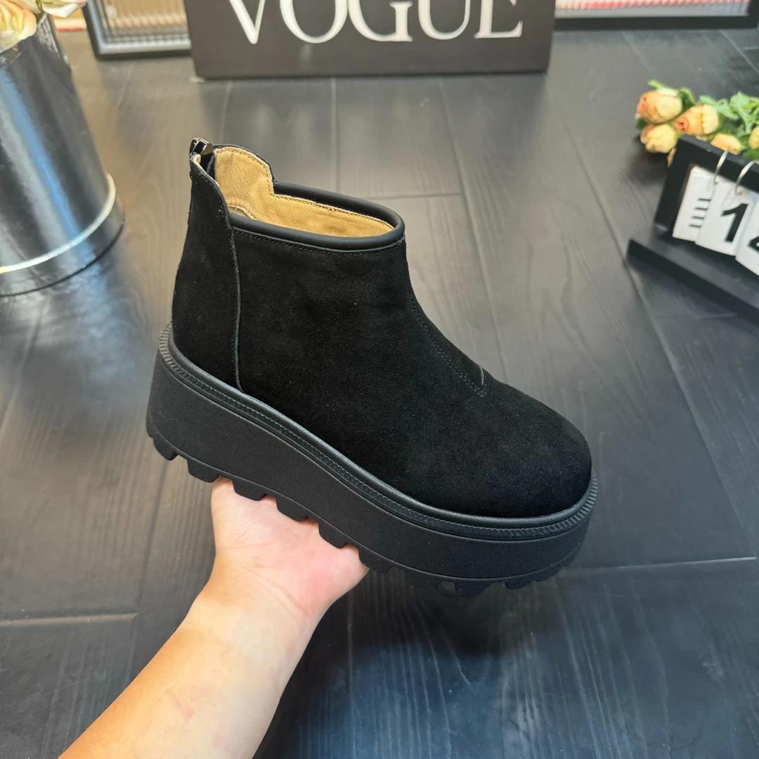 

Нескользящие теплые зимние ботинки для женщин, новые осенне-зимние, бархатные, на толстой подошве, модные, универсальные, с темпераментом, короткие ботинки 40