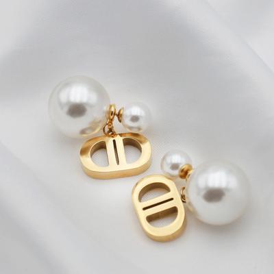 Pendientes de botón de estilo retro, pequeños y fragantes, de lujo y ligeros, con perlas de doble D para mujer, Advanced Sense