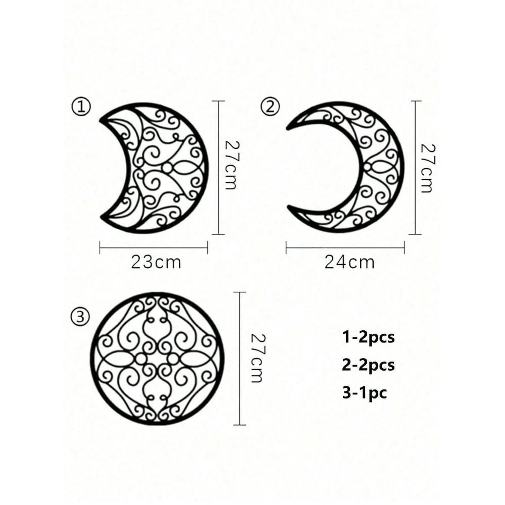 Crescent Moon Wall Art Set Rustproof Islamic Metal Wall Hangings