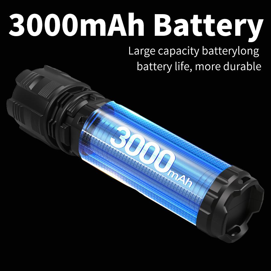 Solar 3000mah Led Flashlight USB Rechargeable High Power 9mode Light Outdoor Waterproof Torch Lantern for Camping Hiking Fishing