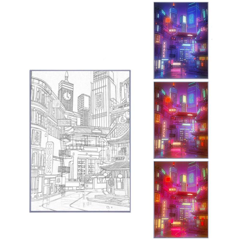 Beautiful City Night Lamp Narrow Bezel Atmosphere Lamp LED Night View Light Painting  Room