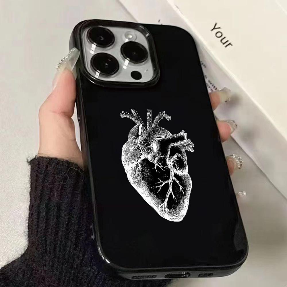 1 Heart Anatomical Pattern Phone Case for iPhone 17 16 15 14 13 12 11 Pro/ Max /Plus Anti-fall and Shockproof Back Cover