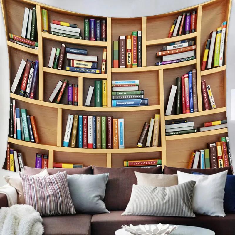 

Книжная полка, украшение для библиотеки, гобелен, украшение для дома, стены, офиса, гостиной, гобелен 200x150cm
