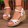Fashion Shoes for Women 2024 Hot Sale Buckle Strap Women's Sandals Fashion Printing Dress Sandals Women New Peep Toe Wedge Sandals