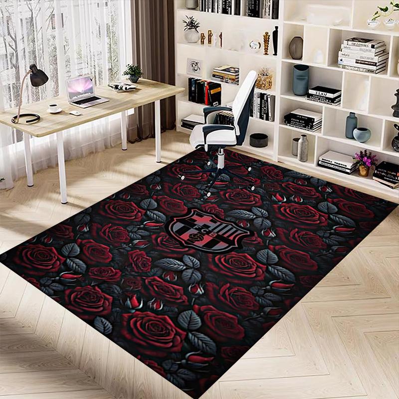 1pc Roses FCB Carpet Anti Slip Polyester Floor Mat for office,Bedroom