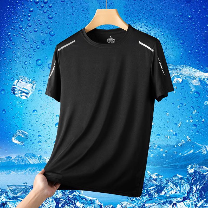 Men's Summer Ice Silk Quick-Dry Sports T-Shirt - Casual Running Short Sleeve Base Layer