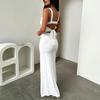 European and American Summer Sexy Sleeveless Solid Color Slim Fit Slit Backless Dress
