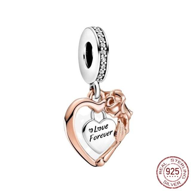 Nouveau 925 En Argent Sterling Rose Fille Garçon Rose Étincelle Entretoise Clip Charme À Perles Original De Mode Bracelet Bijoux À Bricoler Soi-Même Pour Les Femmes