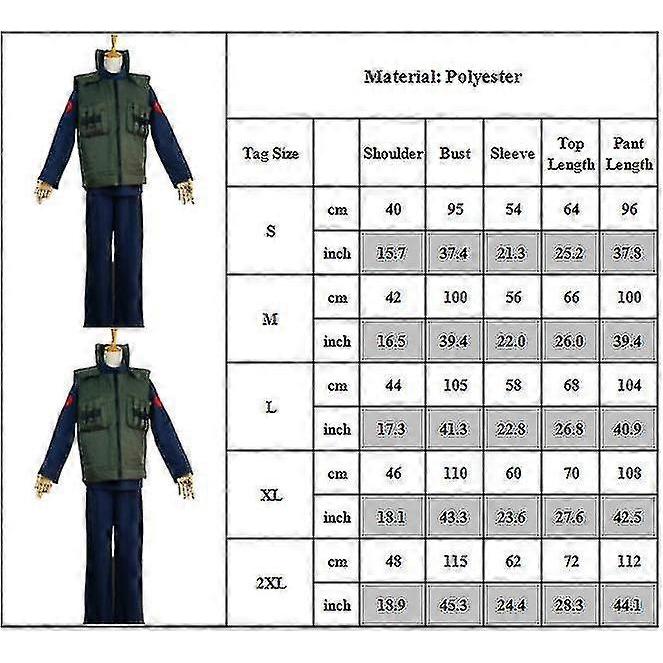 Naruto Anime Hatake Kakashi Cosplay Kostuum Halloween Heren Vest Jas Top met Lange Mouwen Broek Set Feest Verkleedkleding -NMAOV