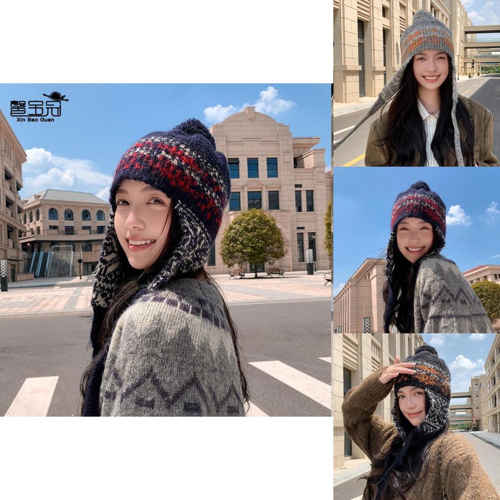 Winter Blend Knit Hat With Ear Cover For Women Stylish Casual And Warm Fashion Accessory